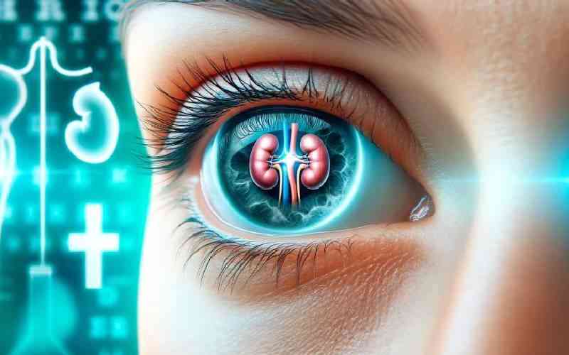 eye with reflection of kidneys